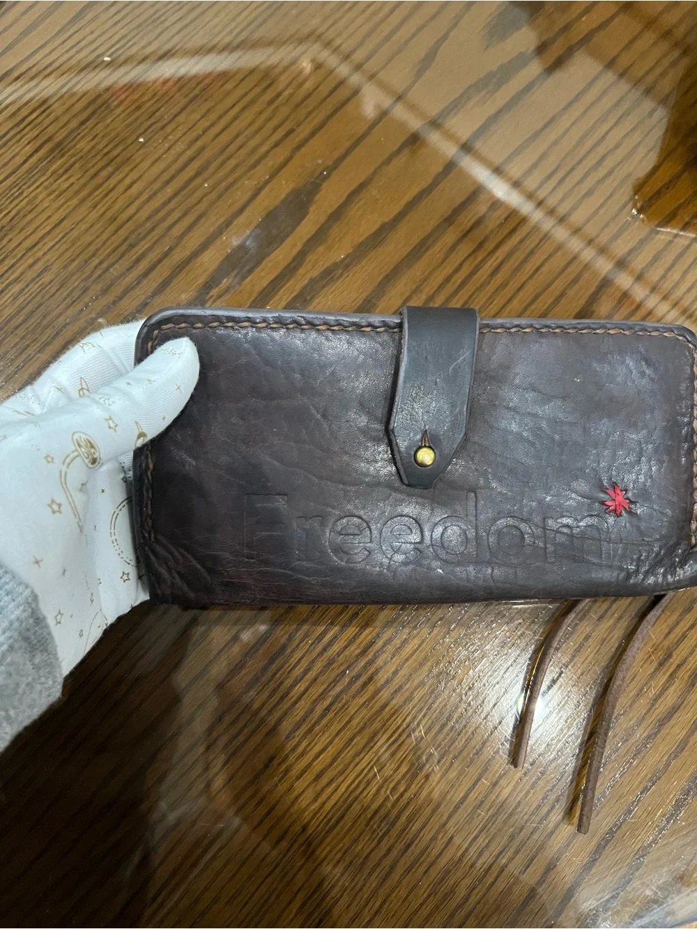 Brown Leather Men's Wallet Clutch with Snap Closure unisex freedom